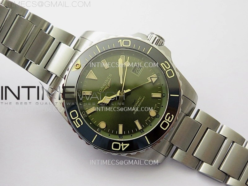 Hydroconquest L3.790.4 43mm SS Green Ceramic Bezel ETC 1:1 Best Edition Green Dial on SS Bracelet A2836